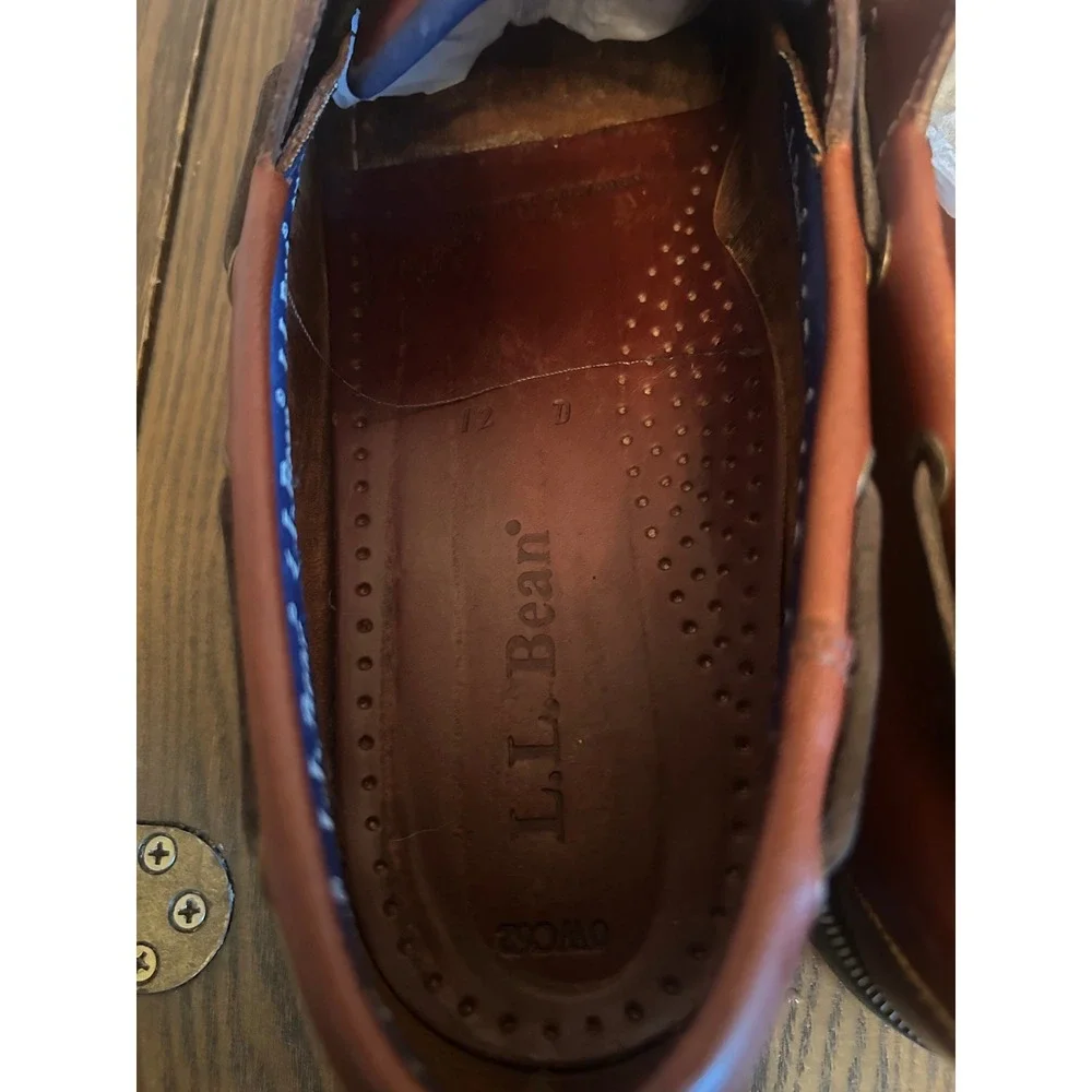 L.L. Bean Casco Bay Men's Brown Leather Flats Boat Shoes Size 12D